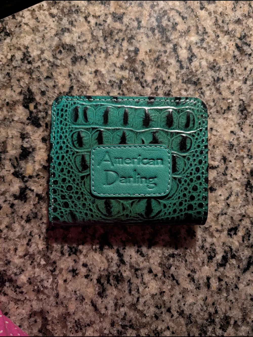 American Darling Teal Croc-Embossed Wallet